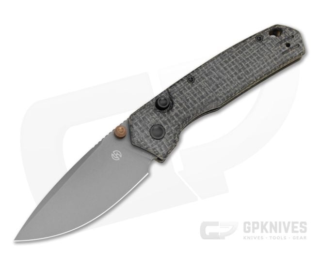 Vosteed Psyop 299 Black Micarta S35VN Destroyer Gray Button Lock Folding Knife (2.99") - VSD-A2230