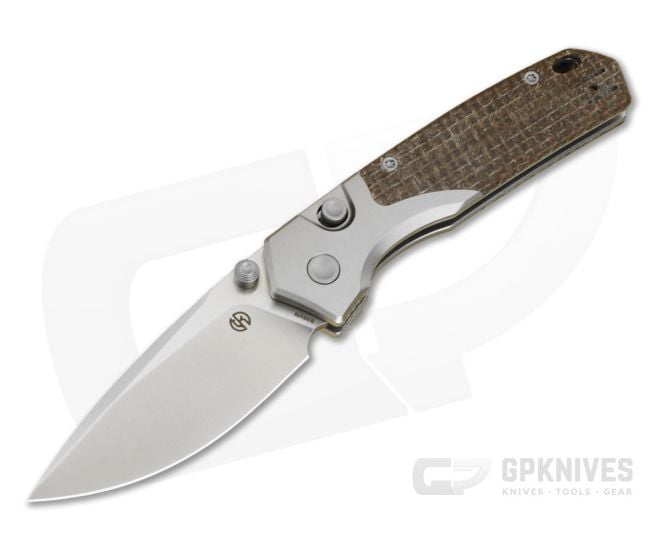 Vosteed Psyop 299 Glow Micarta S35VN Satin Titanium Bolster Button Lock Folding Knife (2.99") - VSD-A2238