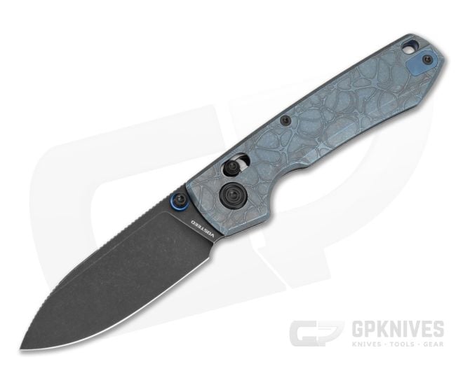 Vosteed Raccoon TiSlim Acid Wash Blue Titanium S35VN Black Stonewash Folding Knife (3.18" Blade) A4510 - VSD-A4510