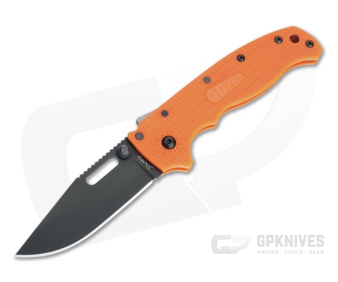 Demko Knives AD20.5 Clip Point Black DLC Plain Edge Orange FRN Shark Lock Folder - DK-AD20.5-CP-BLK-ORG