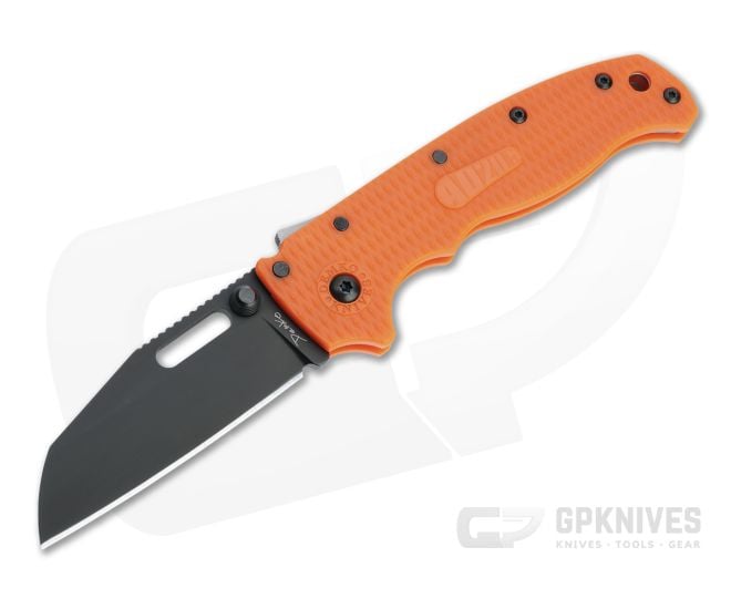 Demko Knives AD20.5 Sharksfoot Black DLC Plain Edge Orange FRN Shark Lock Folder - DK-AD20.5-SF-BLK-ORG