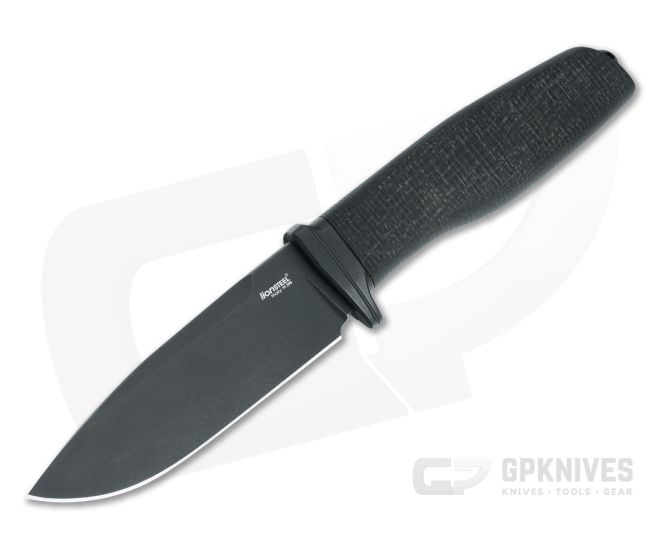 LionSteel Acha Black Burlap Micarta Black M390 - LS-AH-B-BLB