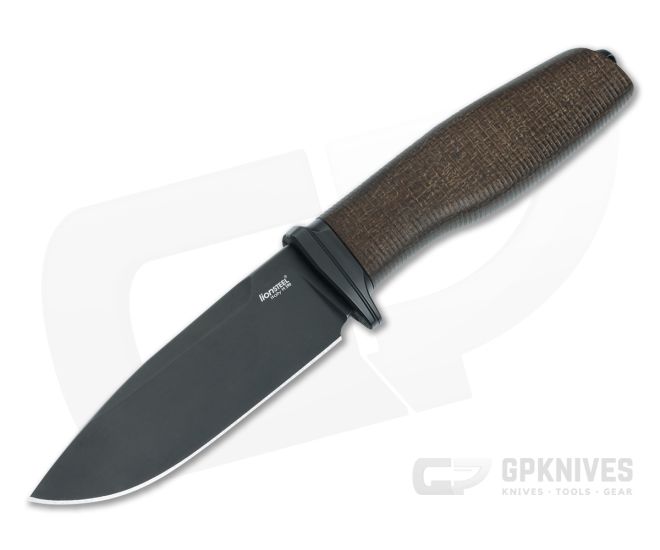 LionSteel Acha Natural Burlap Micarta Black M390 - LS-AH-B-BLN