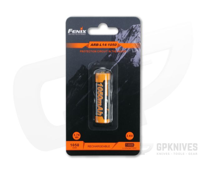 Fenix ARB-L14-1050 Rechargeable 14500 1050mAh 3.6V Protected Lithium Ion (Li-ion) Button Top Battery - FF-ARB-L14-1050