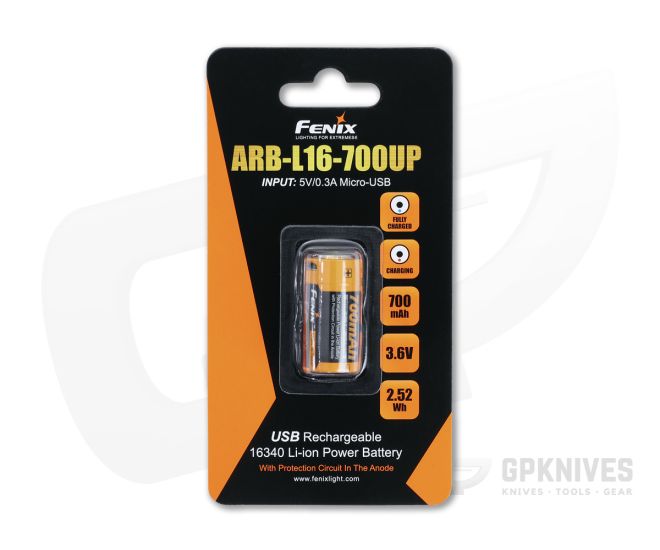 Fenix ARB-L16-700UP Built-in USB 16340 High Load Rechargeable Battery - FF-ARB-L16-700UP