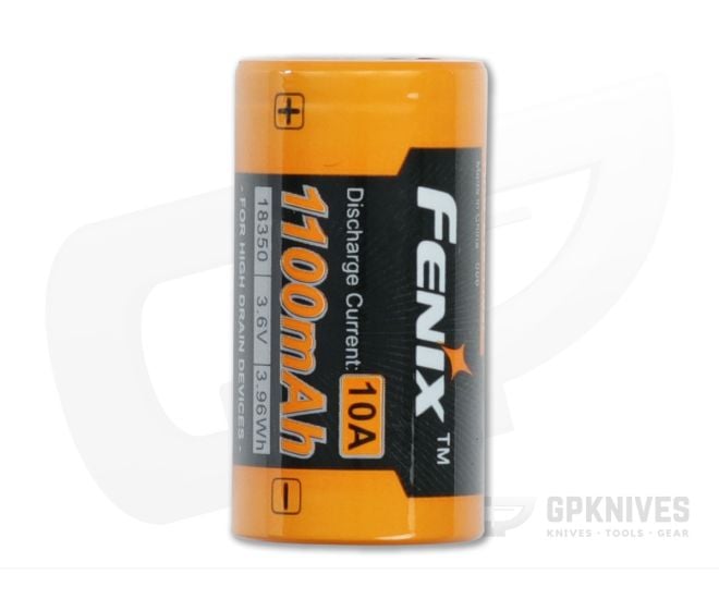 Fenix ARB-L18-1100P Rechargeable 18350 1100mAh 3.6V High-Drain 10A Protected Lithium Ion (Li-ion) Flat Top Battery - FF-ARB-L18-1100P