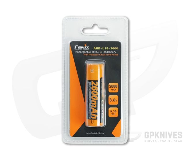 Fenix ARB-L18-2600 Rechargeable 18650 2600mAh 3.6V Protected Lithium Ion (Li-ion) Button Top Battery - FF-ARB-L18-2600