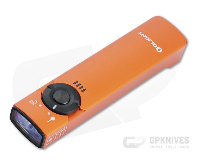 Olight Arkfeld Orange 1000 Lumen Cool White Rechargeable Flat Flashlight with Green Laser - OL-ARKFELD-ORG-CW