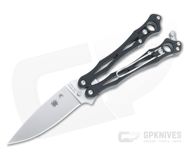 Spyderco SmallFly 2 Satin S30V Black G10 Balisong Folder B02GP2 - SP-B02GP2