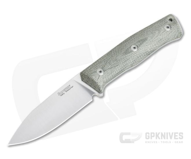 LionSteel B35 Green Canvas Micarta Flat Ground Sleipner Bushcraft Fixed Blade - LS-B35-CVG