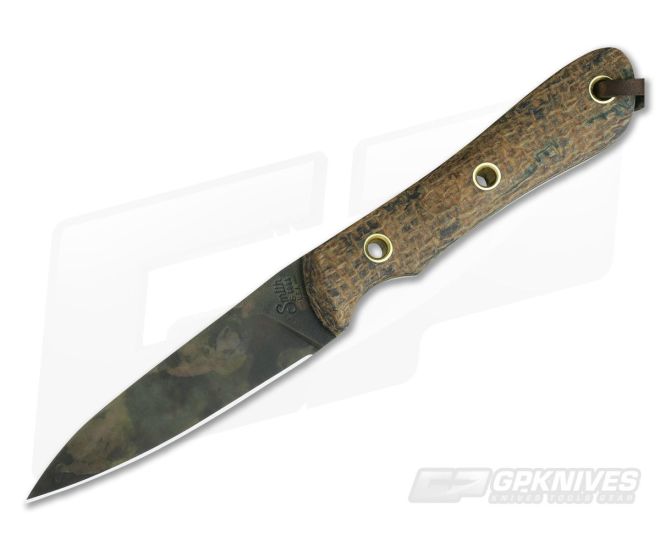 Smith & Sons Bandit Coffee Bag Micarta Original Patina CPM D2 Fixed Blade - SS-BD-CB-OP-04