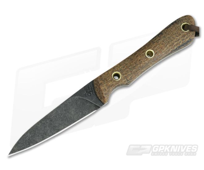 Smith & Sons Bandit Coffee Bag Micarta Dark Stonewash CPM D2 Fixed Blade - SS-BD-CB