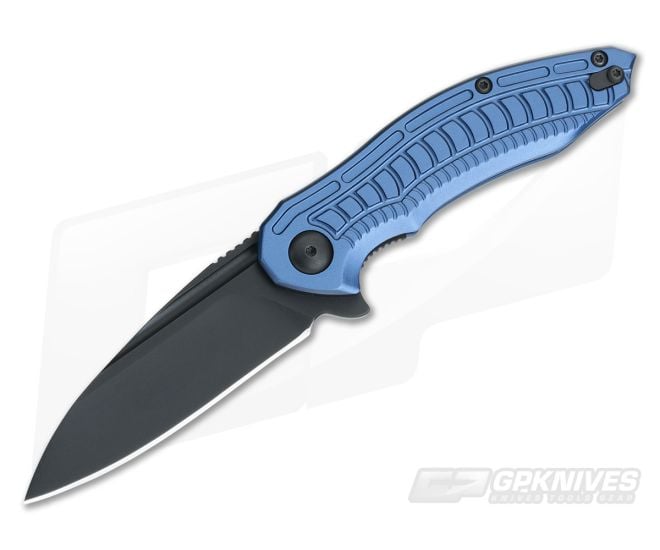 Brous Blades Bionic 2.0 Blue Flipper Black Cerakote - BB-BIO2-BLUBLK