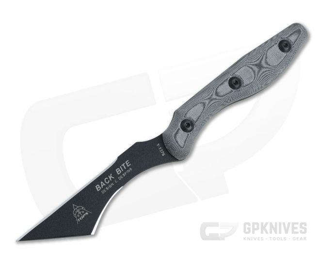TOPS Back Bite Black 1095 Black Linen Micarta Fixed Blade BKBT-01 - TP-BKBT-01