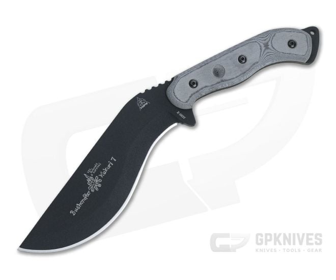 TOPS Knives Bushcrafter Kukuri 7.0 Black 1095 Black Linen Micarta Fixed Blade BKUK-01 - TP-BKUK-01