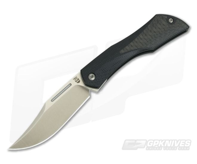 Isham Bladeworks Blackstar Black G10 Carbon Fiber Inlay M390 Detent Slipjoint Flipper - IB-BLACKSTAR-BLACK