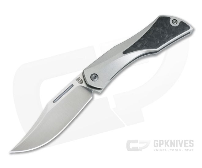 Isham Bladeworks Blackstar V2 Titanium Marbled Carbon Fiber Inlay 20CV Detent Slipjoint Flipper - IB-BLACKSTAR-TI-MCF