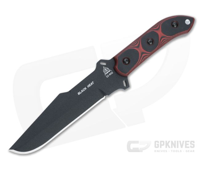 TOPS Black Heat Black 1095 Red and Black G10 Tactical Fixed Blade BLKHT-01 - TP-BLKHT-01