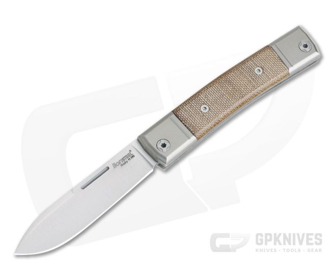 LionSteel BestMan Drop Point M390 Natural Canvas Micarta Modern Traditional Slip Joint BM2-CVN - LS-BM2-CVN
