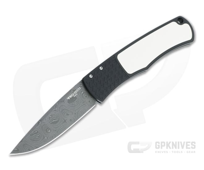 Protech BR-1 Magic Whiskers Automatic Damascus LTD Tuxedo Bolster Release Folder BR-1.51 - PT-BR-1.51-DAM-LTD