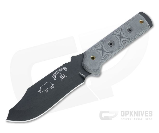 TOPS Black Rhino Black 1095 Black Linen Micarta Tactical Fixed Blade BRM - TP-BRM