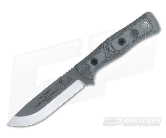 TOPS B.O.B. Fieldcraft Knife Black Micarta Tumble Finish - TP-BROS-TBF02