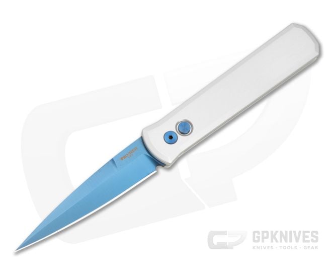 Protech Godfather Auto Silver Handle Sapphire Blue PVD Blade - PT-BSA26.GODFATHER.2