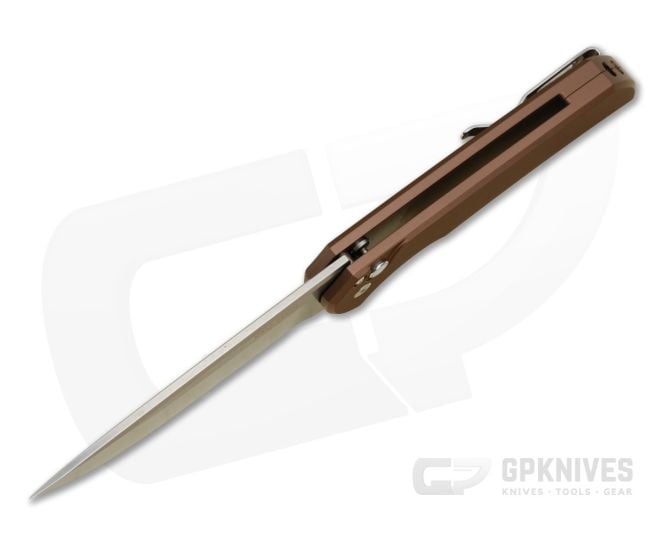 Protech Mordax Flipper - Brown Handle - Stonewash Magnacut