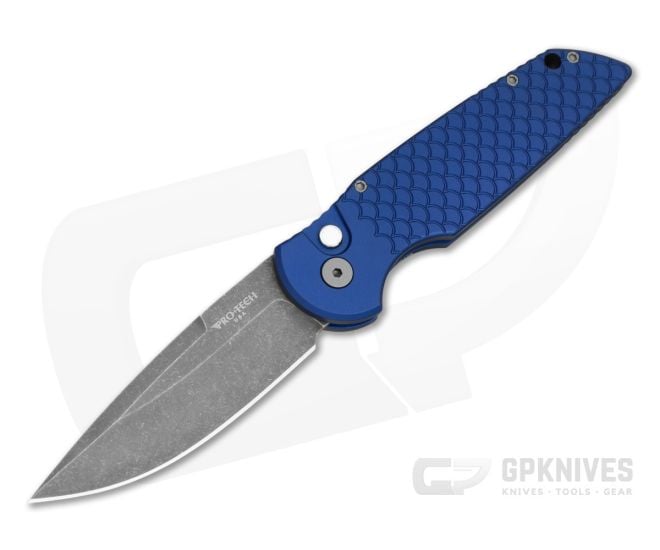 Protech TR-3 Auto Blue Fish Scale Handle Acid Wash Blade - PT-BSA26.TR3.1