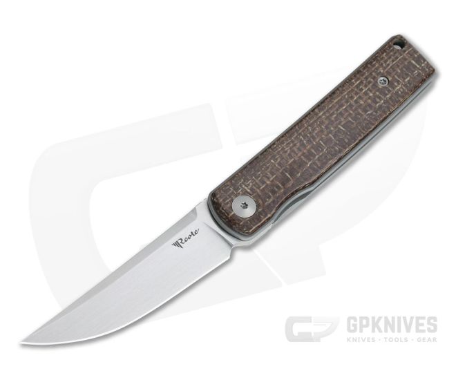Reate Knives Bushido Brown Burlap Micarta Satin M390 Kwaiken Front Flipper - RK-BUSHIDO-002