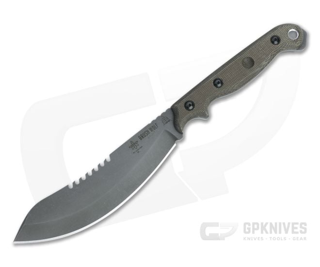 TOPS Knives Brush Wolf Skinner Acid Rain 1095 Green Canvas Micarta Fixed Blade - TP-BWLF-01