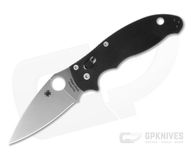 Spyderco Manix 2 MagnaMax Tumbled Plain Edge Black G10 Folding Knife (3.37") C101GP2 - SP-C101GP2