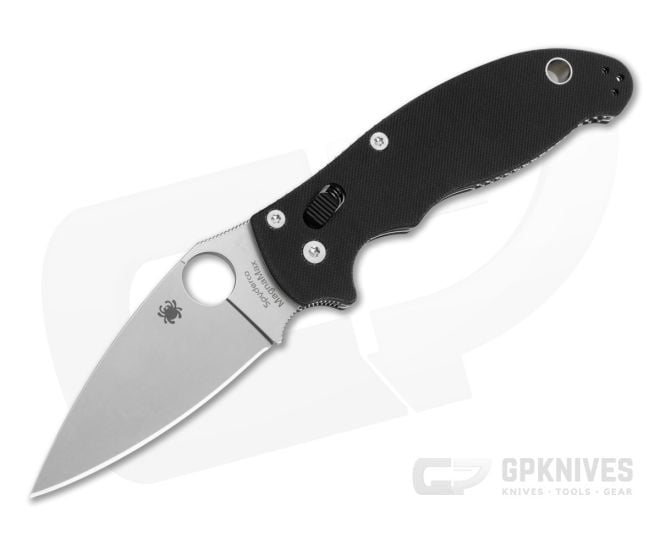 Spyderco Manix 2 MagnaMax Tumbled Plain Edge Black G10 Folding Knife (3.37") C101GP2 - SP-C101GP2