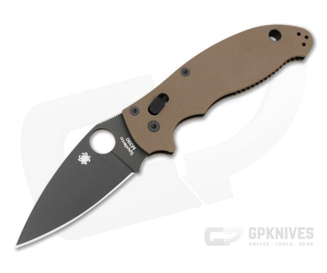 Spyderco Manix 2 Earth Brown G10 Black DLC M390 Folding Knife (3.37" Blade) Pre-Owned C101GPBNBK2 - SP-C101GPBNBK2-PRE