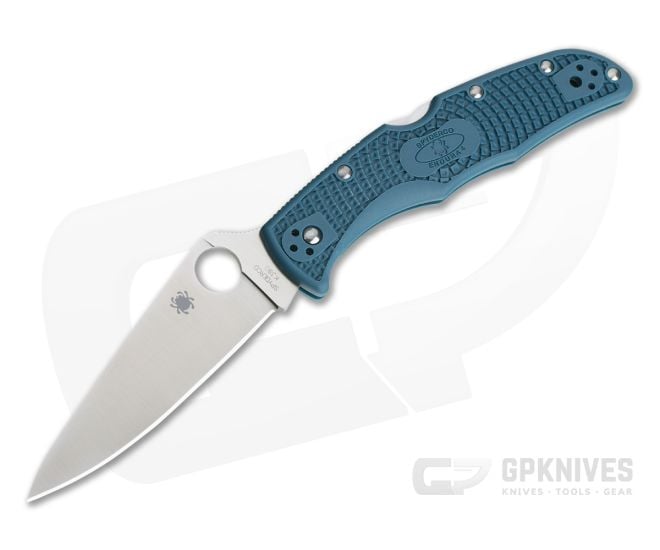 Spyderco Endura 4 Flat Ground K390 Dark Cyan Blue FRN C10FPK390 - SP-C10FPK390