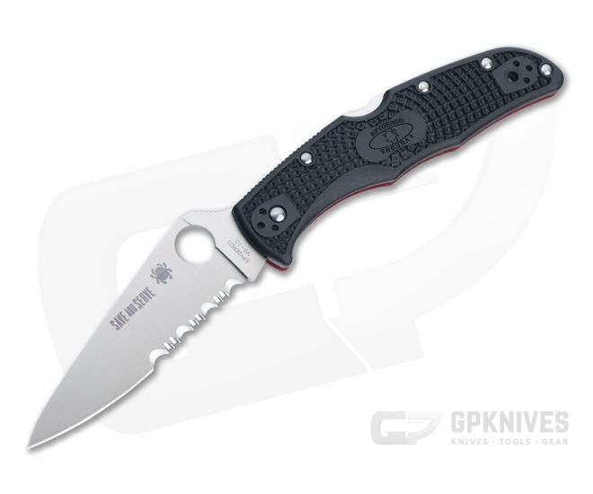 Spyderco Endura 4 Thin Red Line Partially Serrated VG10 FRN Folder C10FPSBKRD - SP-C10FPSBKRD
