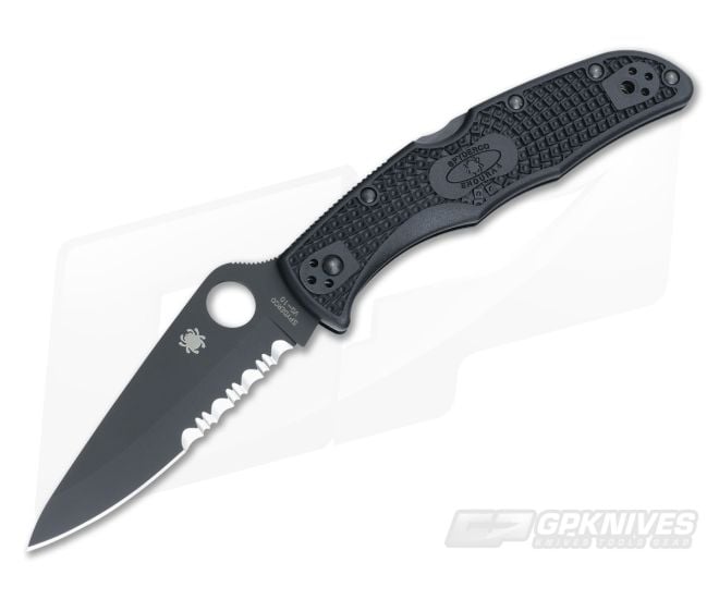 Spyderco Endura 4 Lightweight Partially Serrated Black VG10 Black FRN C10PSBBK - SP-C10PSBBK
