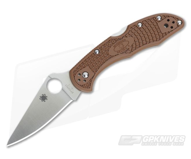 Spyderco Delica 4 Flat Ground VG10 Brown FRN C11FPBN - SP-C11FPBN