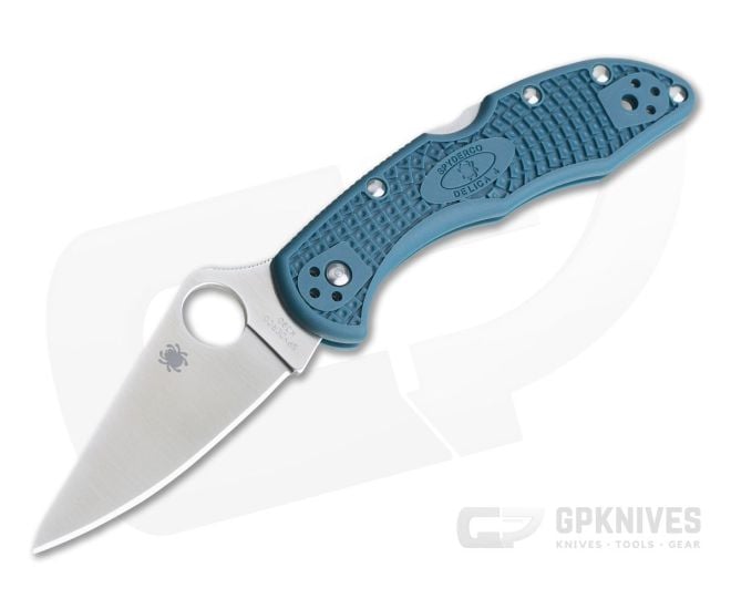 Spyderco Delica 4 Flat Ground K390 Dark Cyan Blue FRN C11FPK390 - SP-C11FPK390