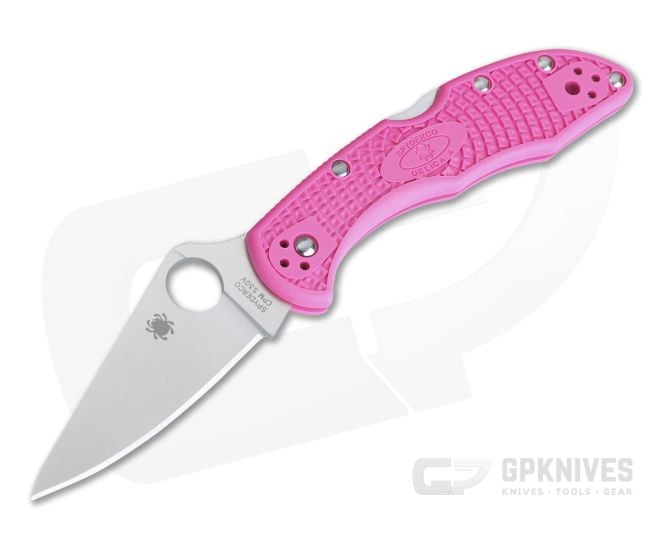 Spyderco Delica 4 Pink FRN Flat Ground Plain Satin S30V Folder C11FPPNS30V - SP-C11FPPNS30V