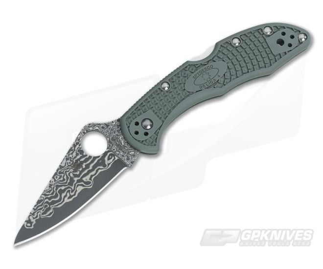 Spyderco Delica4 Limited Foliage Green FRN and Damascus C11PFGD4 - SP-C11PFGD4