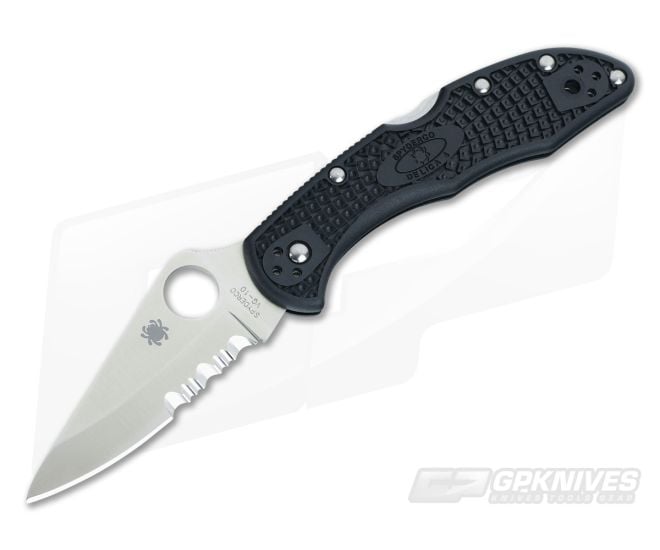 Spyderco Delica 4 Partially Serrated VG10 Black FRN C11PSBK - SP-C11PSBK