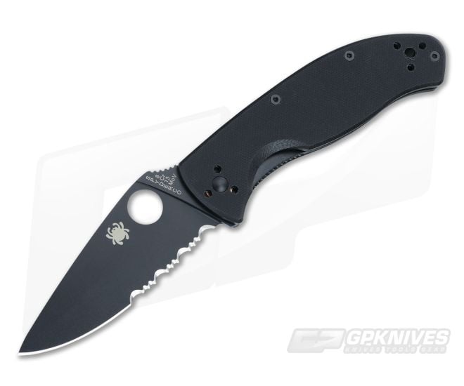 Spyderco Tenacious Black Part Serrated C122GBBKPS - SP-C122GBBKPS