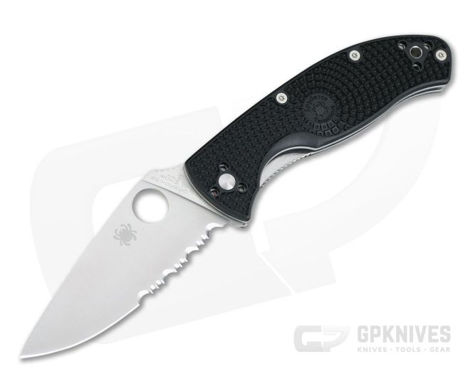 Spyderco Tenacious Lightweight Black FRN Satin Partially Serrated C122PSBK - SP-C122PSBK