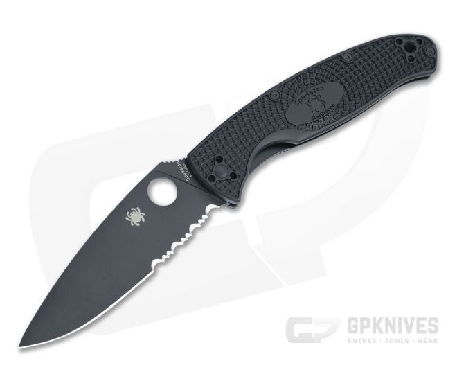 Spyderco Resilience Lightweight Black Partially Serrated Black FRN Liner Lock Folder C142PSBBK - SP-C142PSBBK