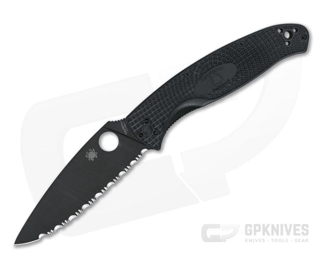 Spyderco Resilience Lightweight Black Fully Serrated Black FRN Liner Lock Folder C142SBBK - SP-C142SBBK