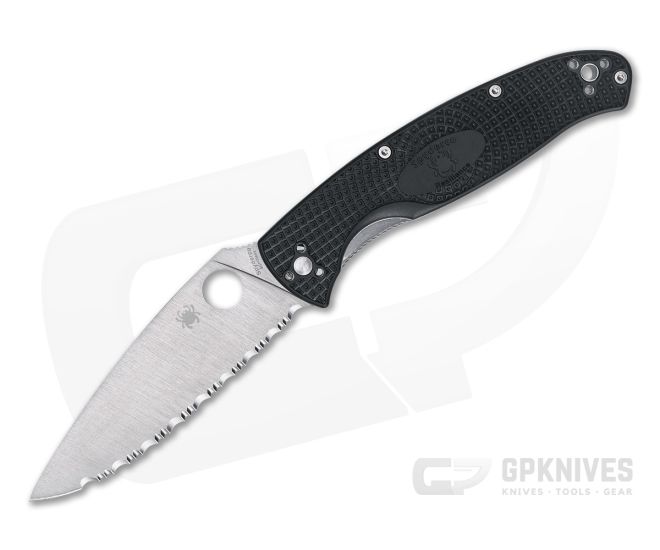 Spyderco Resilience Lightweight Satin Serrated Black FRN Liner Lock Folder C142SBK - SP-C142SBK