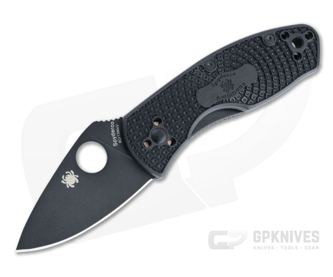 Spyderco Ambitious Lightweight Black Plain Edge FRN Liner Lock Folder C148PBBK - SP-C148PBBK