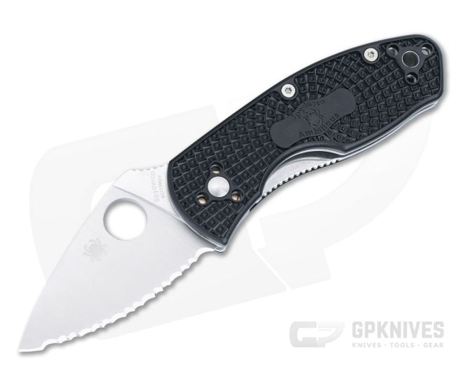 Spyderco Ambitious Lightweight Satin Serrated Black FRN Liner Lock Folder C148SBK - SP-C148SBK