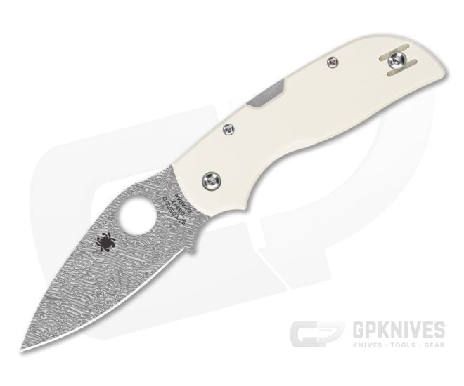 Spyderco Chaparral Damasteel Ivory White G10 C152GPIVD - SP-C152GPIVD